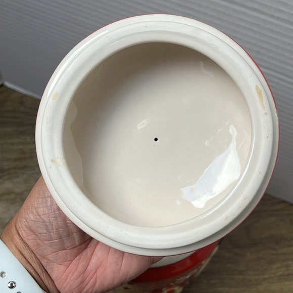 Hallmark Snowman Holiday Snowflake Red Ceramic Christmas Cookie Jar - Picture 8 of 13